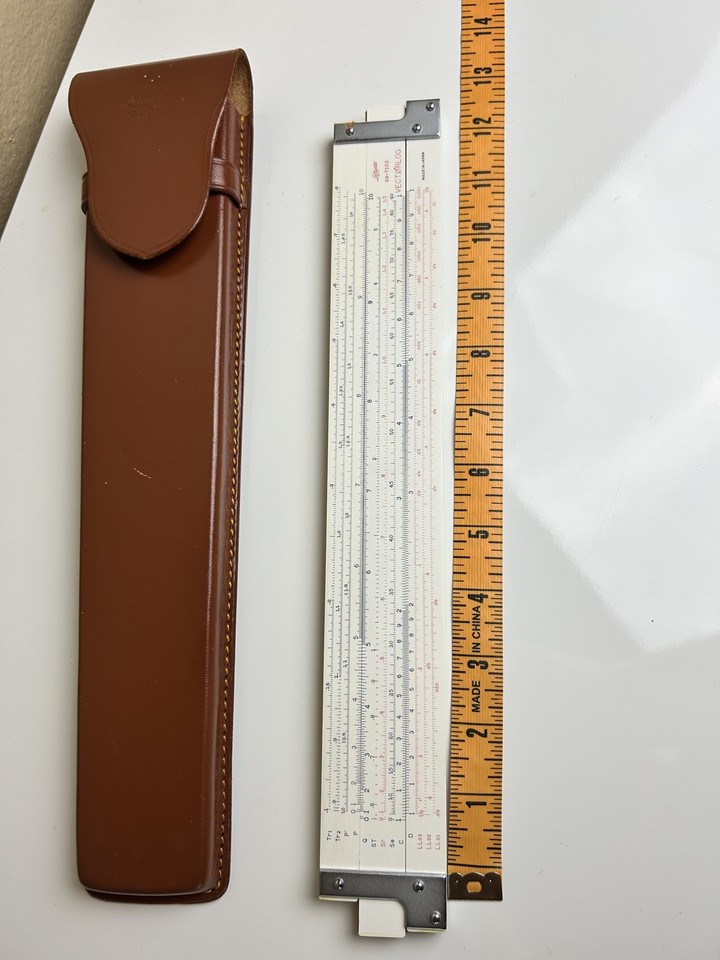 Vintage Lafayette 99-7102 Vectorlog Bamboo Slide Rule with Leather ...