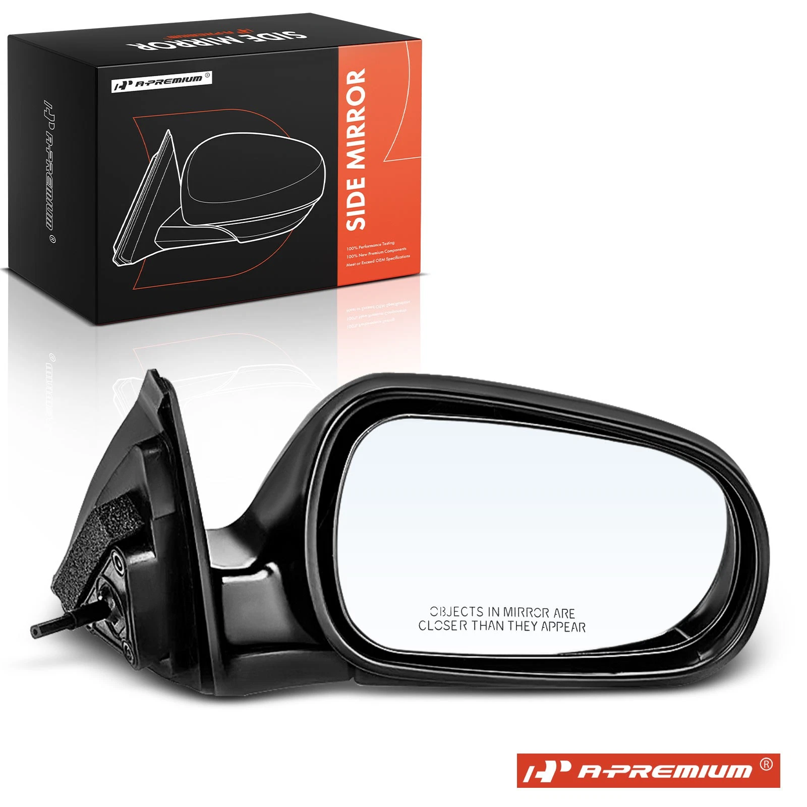 A-Premium Black Mirror with Manual Adjust & Manual Folding Passenger for Honda