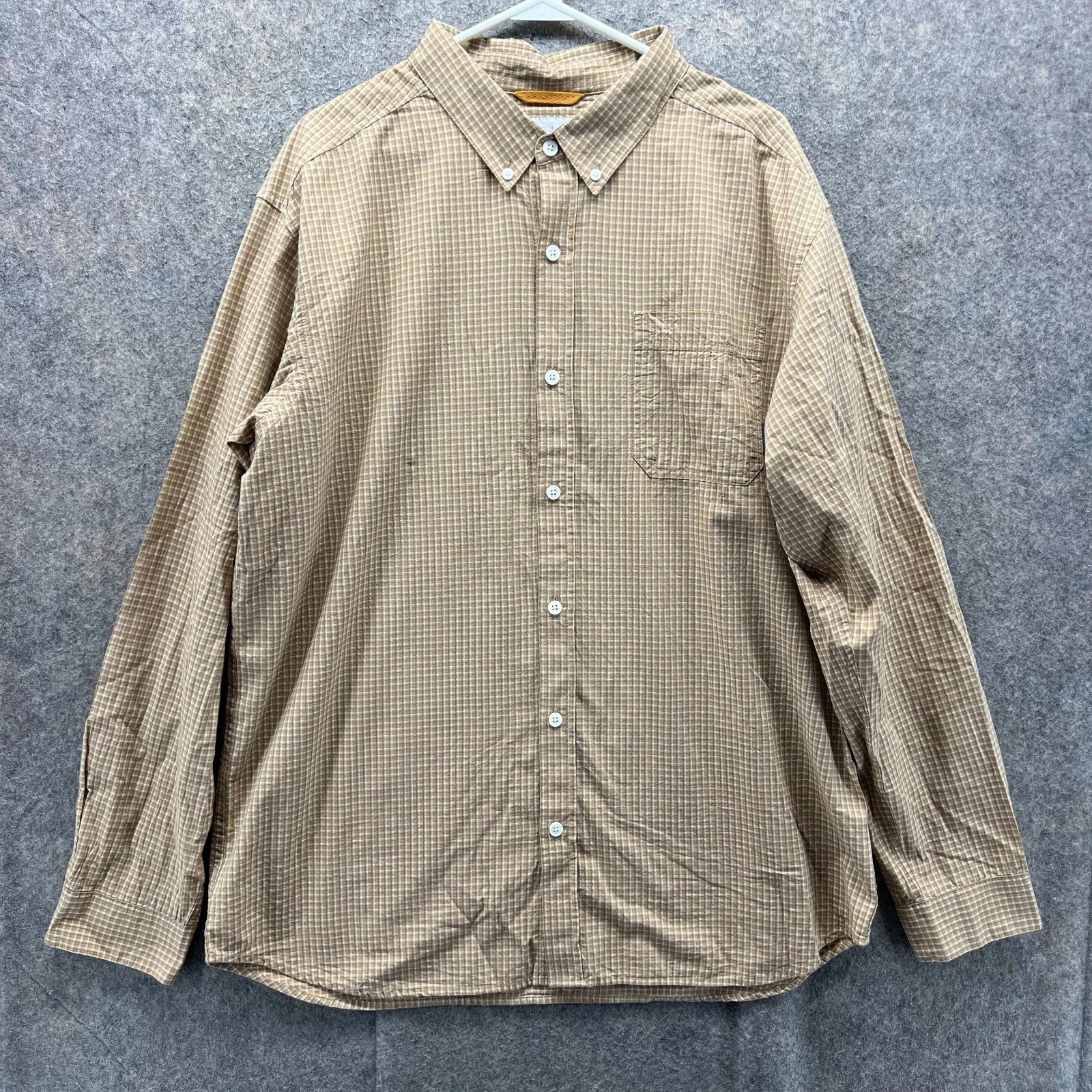 Columbia Shirt Men XL Khaki Button Down Tan Beige Rapid River II Outdoors Pocket