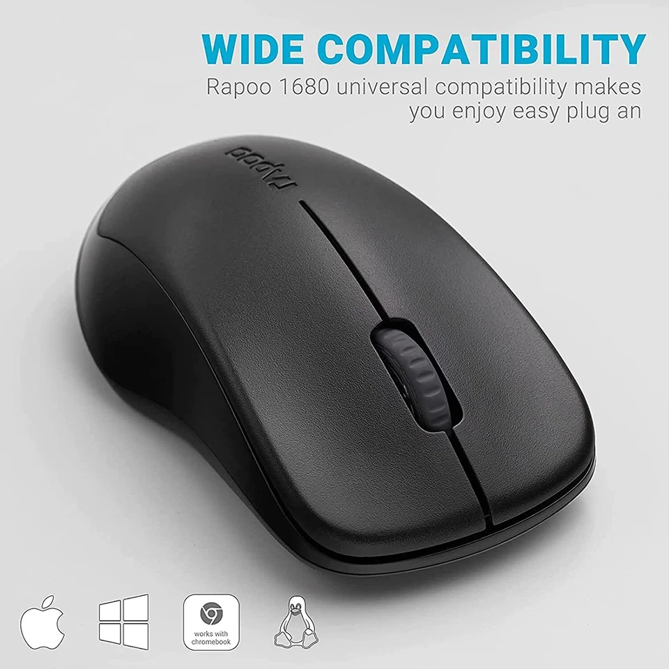 RAPOO 1680 Wireless Mouse, 2.4G Silent Mouse Ergonomic1000 DPI FAST DELIVERY AU - Image 4 of 4