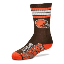 Cleveland Browns Men's Crew Socks Youth Size 1 to 5 4 Stripe