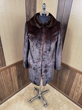 Celine Designer Natural Brown Ranch Mink Fur Coat Jacket Size 34 X-small