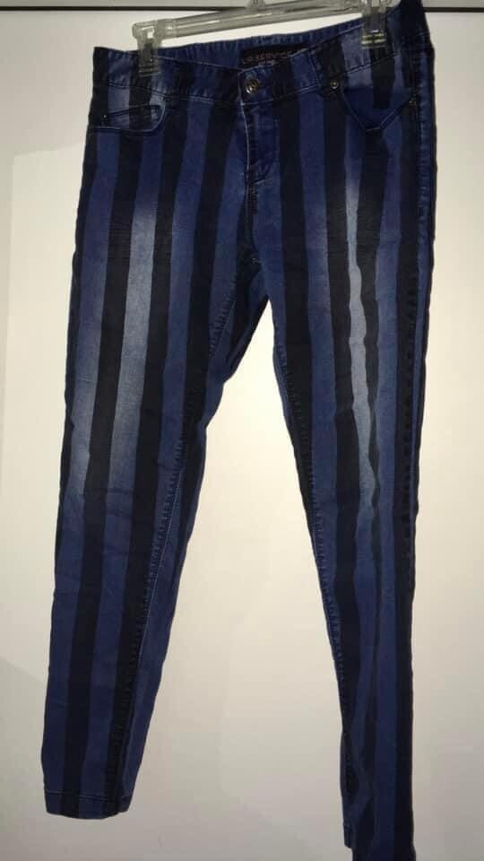 Lip Service Vintage Stretch Low Rise Striped Punk Goth Jeans Slim 30
