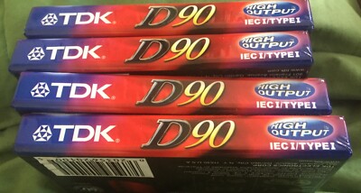 5 TDK D90 High Output 90 Minute Audio Cassette Tapes Type 1 All 5 Sealed, New 