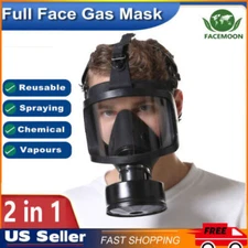 Gas Face Mask Chemical Spray Painting Respirator Anti Fog Lens Carbon Filter USA