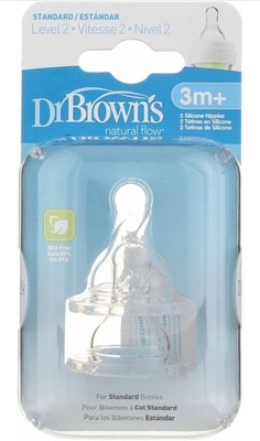 Dr. Brown's 322-P3 2 Natural Flow Level Standard Nipple (2 Pack)