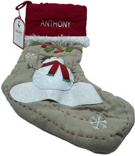 Pottery Barn Kids Anthony Woodland Christmas Stocking Snowman Holiday Quilted