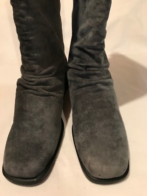 Simone Women's Boots Grey Suede Leather Mid Calf Pull On Sz 9