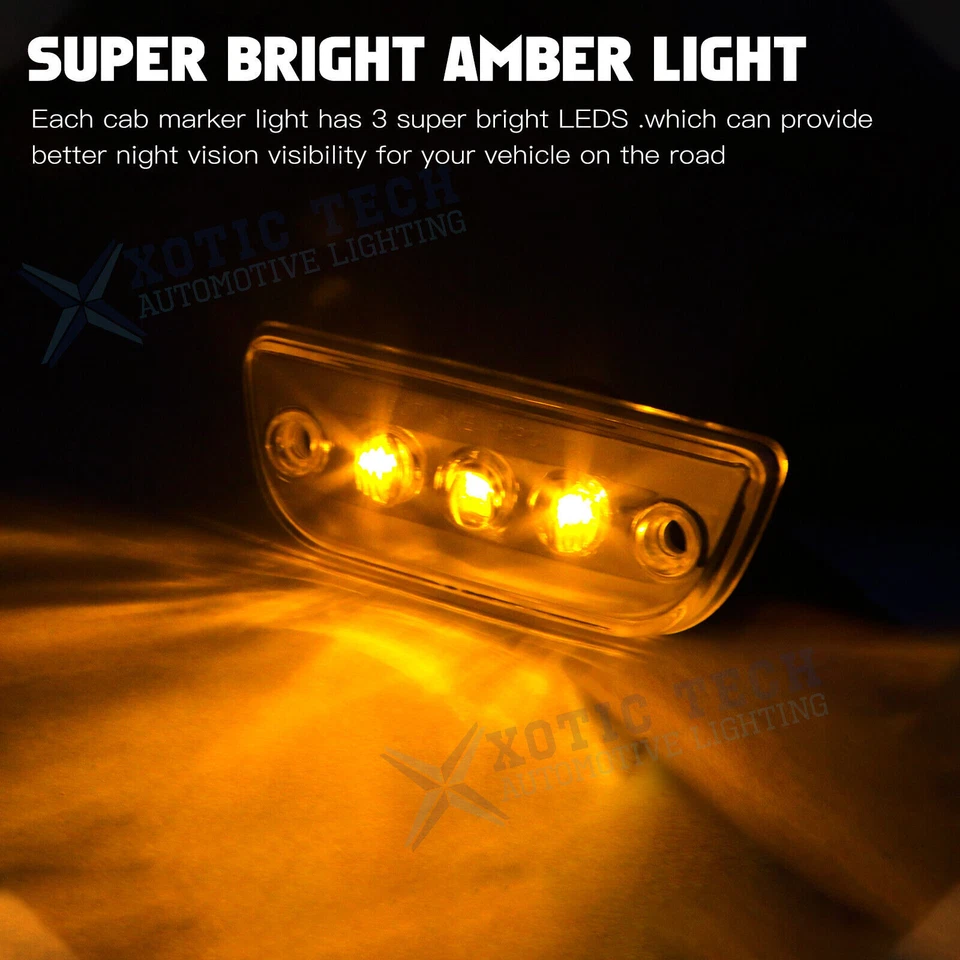 Juego de luces LED ámbar para guardabarros con separación de techo para Kenworth T680 T880 Foto 4 de 4