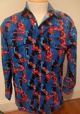 Vintage Wrangler Western Shirt Rattlesnakes Pearl Snaps Mens L