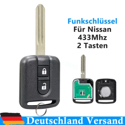 2 Tasten Funk Schlüssel 433MHz ID46 Chip für Nissan Micra K12 2002-2010 5WK4876