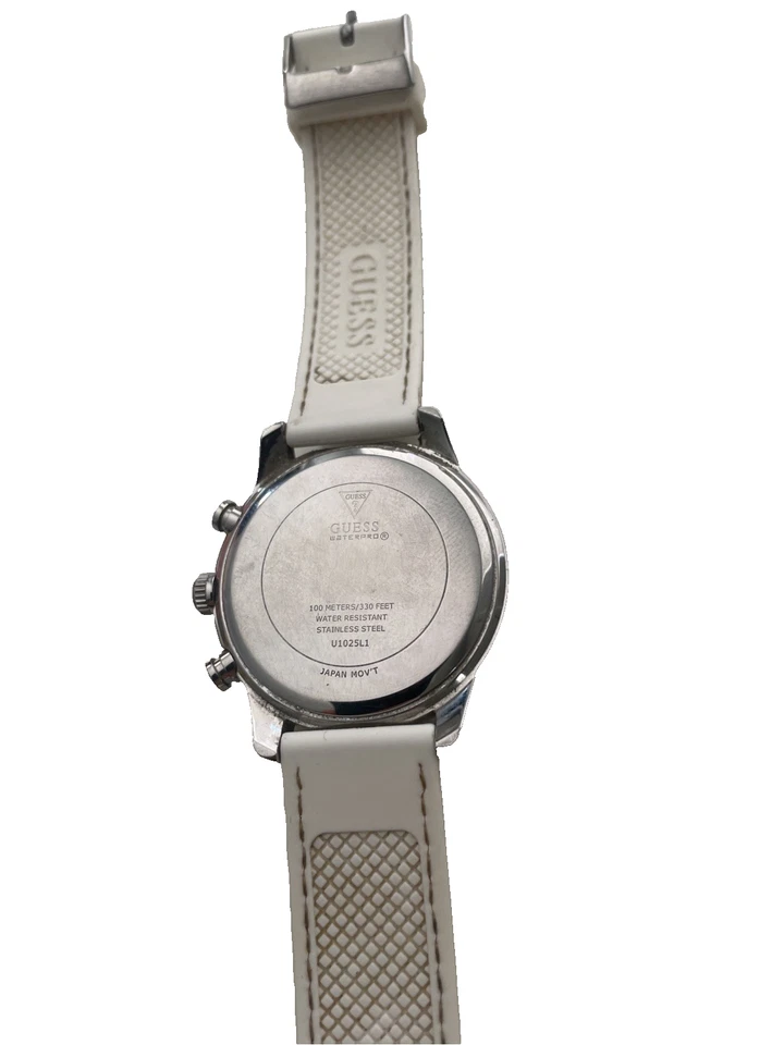 Reloj Guess Mujer U1025L1 Casual Cronógrafo Blanco Silicona Batería Nueva Foto 4 de 4