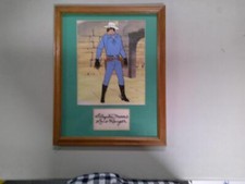 Lone Ranger original animation production cel signature card by Clayton Moore