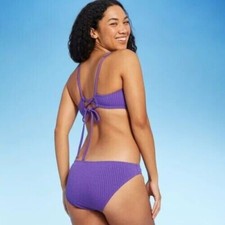 swim bottom Ribbed Cheeky Bikini Bottom - Xhilaration Color Purple, Size L
