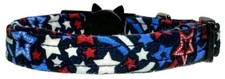 Shooting Stars Dark Blue Handmade Safety Cat Collar - ADULT