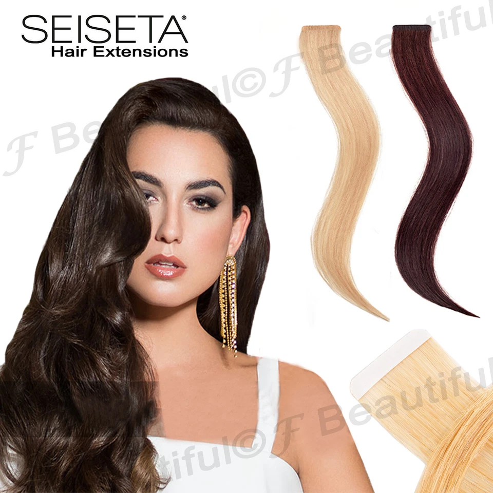 Hair Extension Biadesive Tape in SEISETA 6 Fasce da 4 cm Capelli Veri Remy
