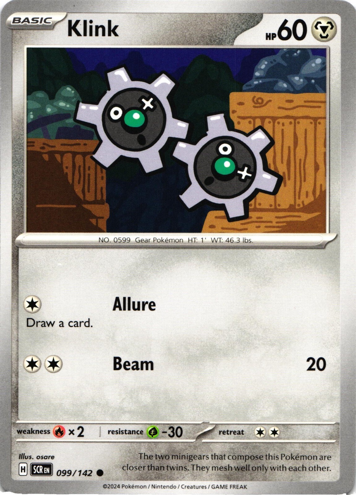 Pokemon Stellar Crown Klink Regular Common Card