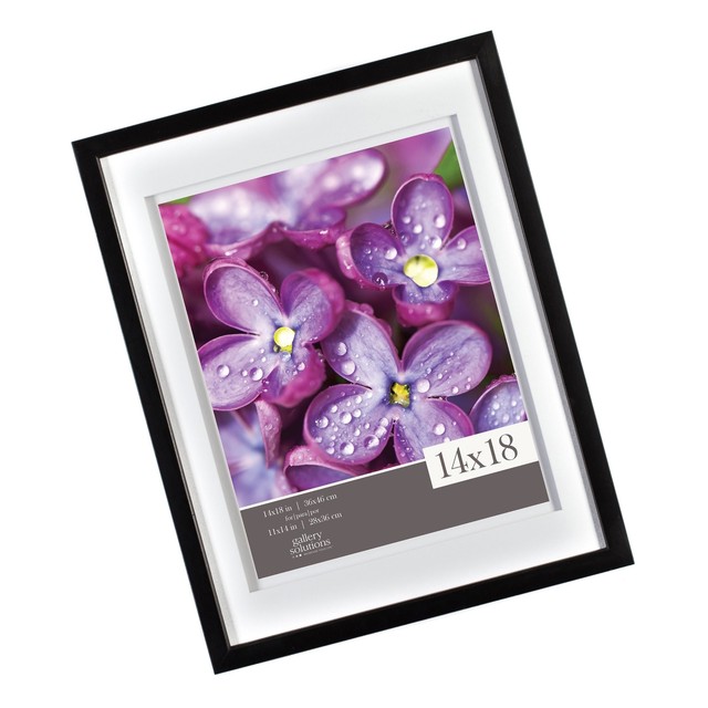Gallery Solutions 14x18 Black Wood Wall Frame with Double White Mat For
