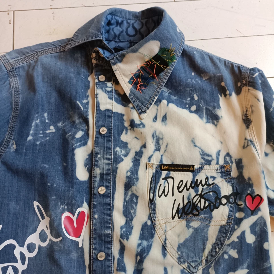 CAMISA DE MEZCLILLA VIVIENNE WESTWOOD Talla Pequeña PERSONALIZADA - PUNK RETRO Asimétrica Foto 2 de 4