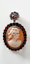 GRANAT ANHÄNGER / GRANAT BROSCHE ° Antikschmuck ° GEMME ° GRANAT ° Muschel °