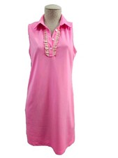 Julie Brown NYC Women's Medium Pink Polo Ruffle Accent Sleeveless Dress EUC