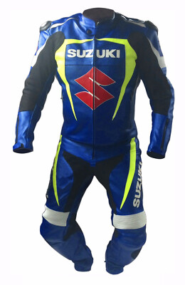 SUZUKI Motorrad Rennen Rüstung Schutz Biker Sport Leder Nachbau Herren Custome
