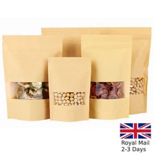 Resealable Stand Up for Zip Kraft Paper Food Lock Packaging Bag with Window Pack