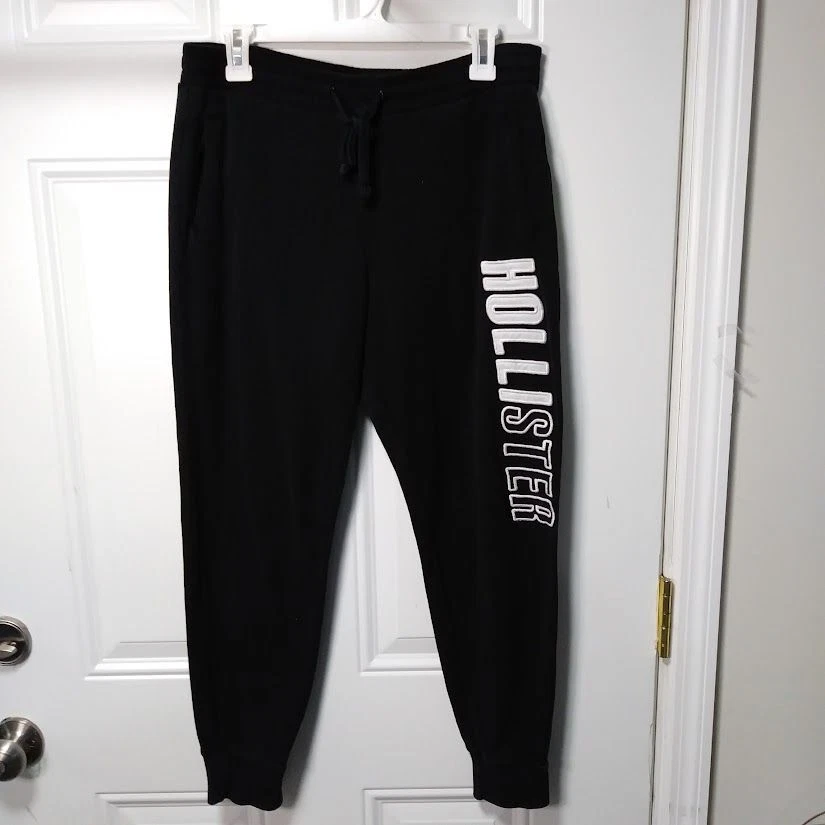 HOLLISTER Women's Black Drawstring Logo Joggers Size Medium