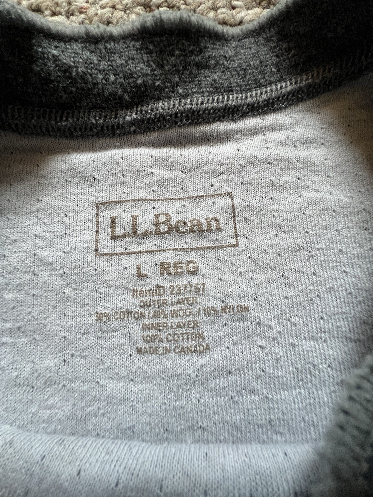 LL Bean Wool Blend Gray Base Outer Layer Long Sle… - image 4