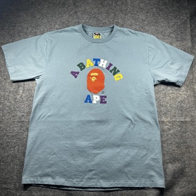 A Bathing Ape Shirt Mens 2XL Blue College Logo Ape Head Graphic 