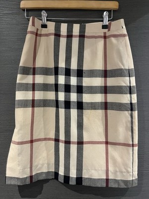 Vintage Burberry Blue Label Beige Nova Check Fully Lined Skirt
