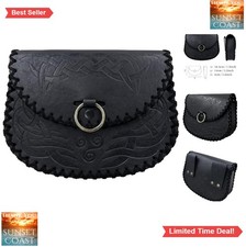 Viking Belt Bag Faux Leather Embossed Medieval Side Pack Pouch LARP Cosplay