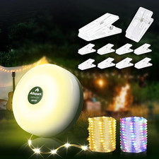 Camping String Lights Rechargeable, 4 in 1 Quick Storage 32.8FT Outdoor Lights w
