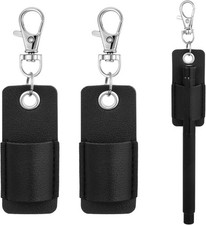 2 Pieces Lanyard Pen Holder, Leather Anti-Lost Keychain Clip Portable Pencil