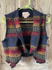 Vintage Woolrich Vest Womens Small Wool Sweater Western Aztec Ranch USA Made
