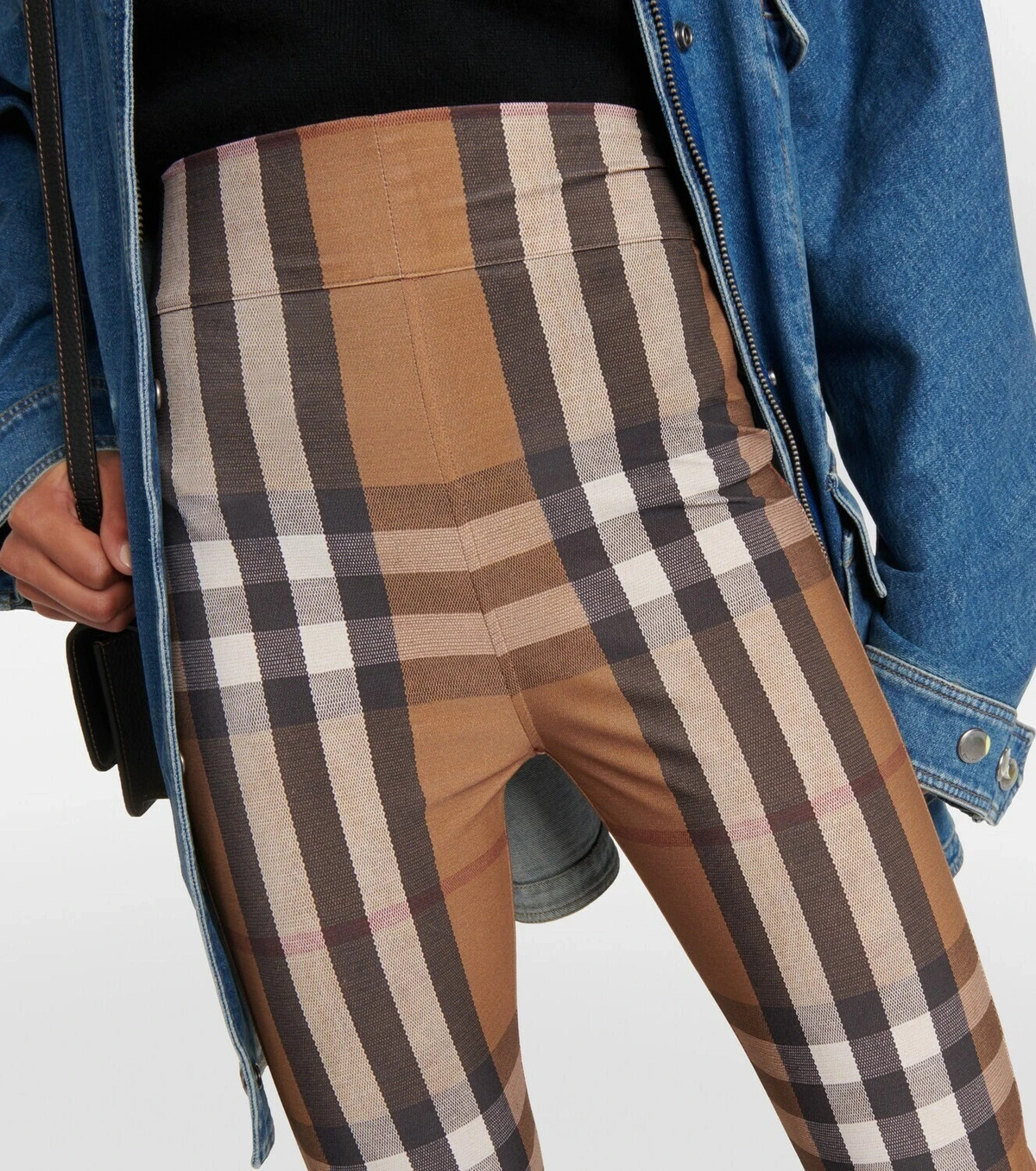 Burberry Stretch Jersey Leggings With Tartan Pattern Brown Size S image 3