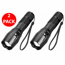90000LM LED Tactical Flashlight 2 Pack Super Bright Zoomable Torch 5 Modes