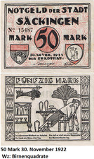 50 marek Miasto Säckingen 30 listopada 1922