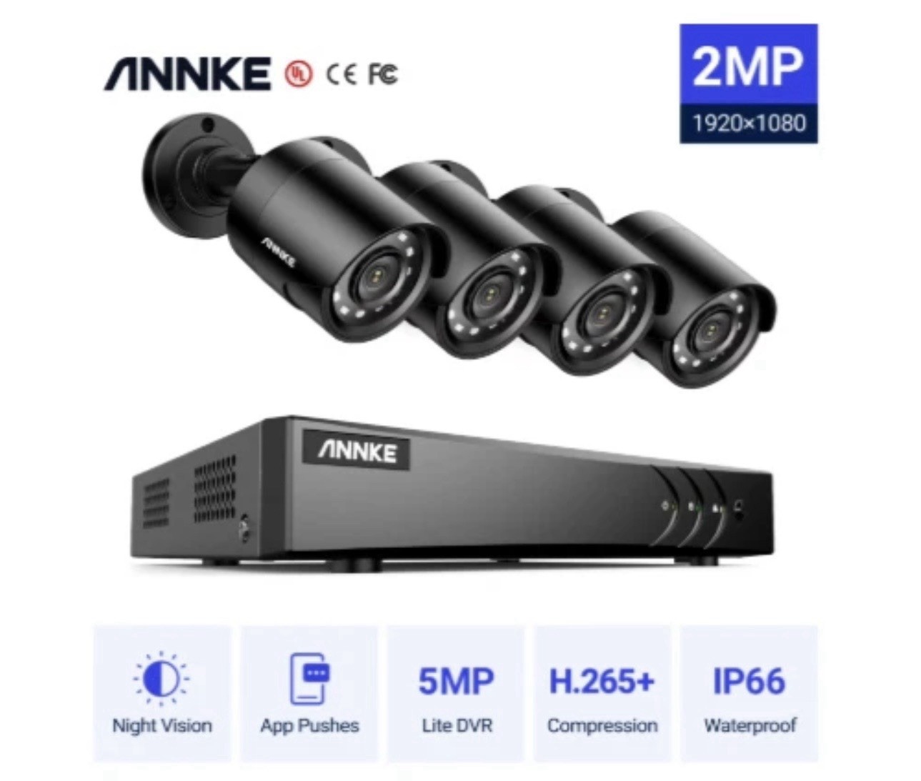 4X Annke C51DK 2MP 1080P HD TVI IP66 CCTV Camera + DW81KD 8C