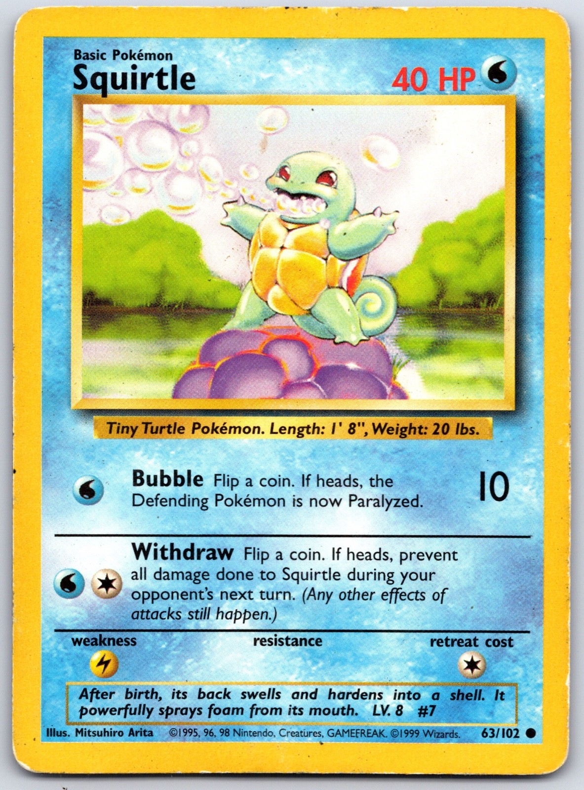 Squirtle 63/102 Unlimited Base Set Pokemon Card - Lightly Played
