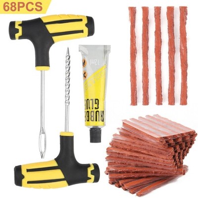 68PCs Tire Repair Kit DIY Flat Tire Repair Car Truck Motorcycle Home Plug Set