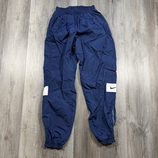 Vintage 90s Nike Sport Track Pants Navy Blue White Stripe Hong Kong Mens Small