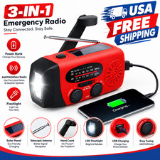 Emergency Wind Up Solar Hand Crank Radio Power Bank Charger FM/AM Torch