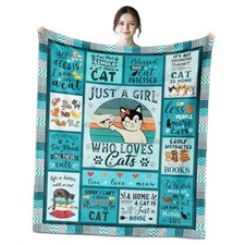 Cat Blanket 60" X 50", Cat Lover Gifts for Women, Cat Gifts for 60"X50" Teal