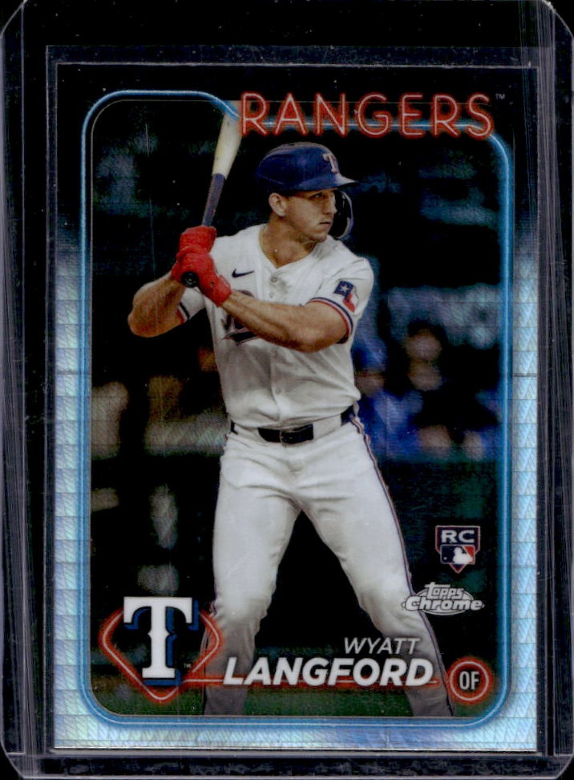 2024 Topps Chrome Wyatt Langford RC Prism Refractor Rookie #122 Rangers