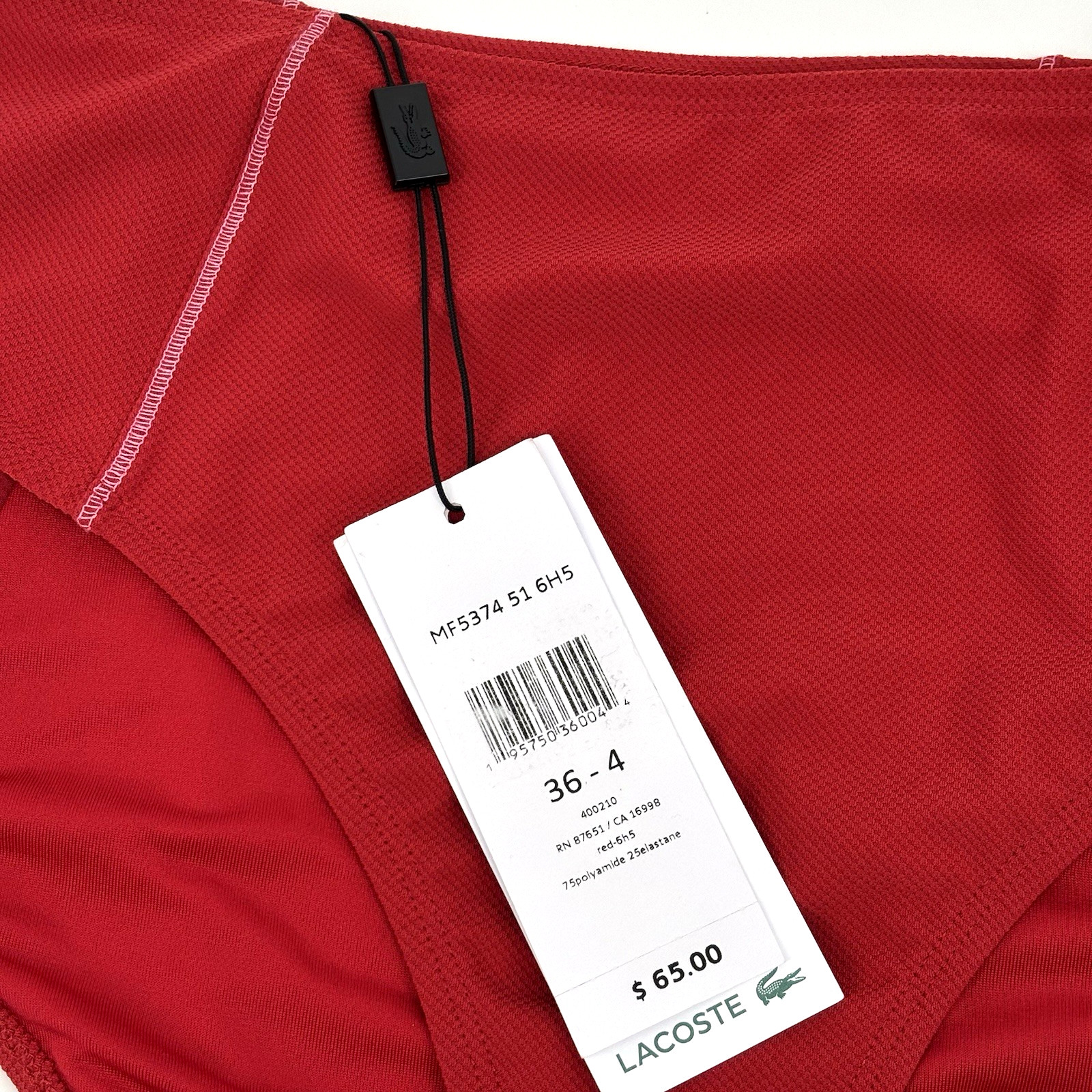 Lacoste Technical Jersey Bikini Swimsuit Bottom Logo Red Women's Size 4 NWT thumbnail 4