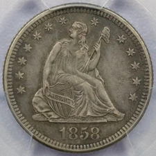 1858-O 25c Seated Liberty Quarter - PCGS XF 45 CAC