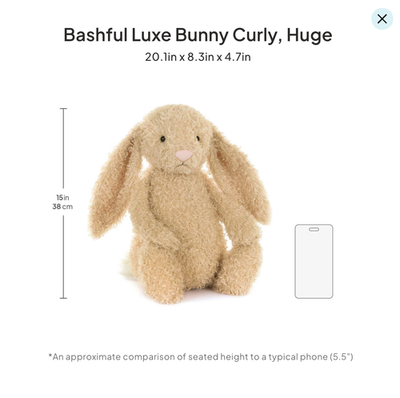 Jellycat HUGE Bashful Luxe Bunny Curly BNWT - Retired & Rare - 100