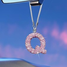 Bling Pink Car Accessories For Women Letter A-z Charm Bling Pink Car Accessories For Women Letter A-z Charm