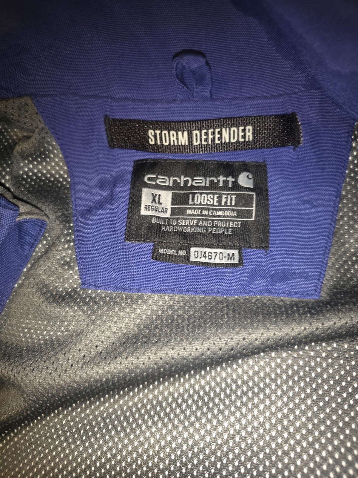 Carhartt Storm Defender Jacket Blue OJ4670  XL Loose Fit Waterproof Hooded image 4